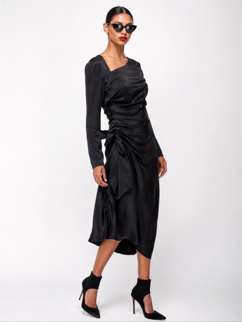 NWT Equipment Black Annalise Silk Midi Dress